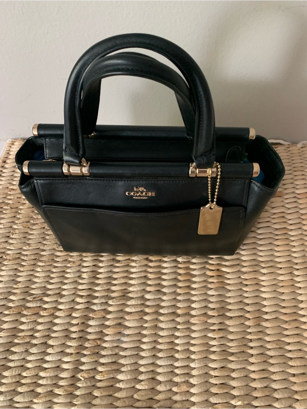Coach Black Leather Satchel with Gold-Tone Hardware - Picture 3 of 7